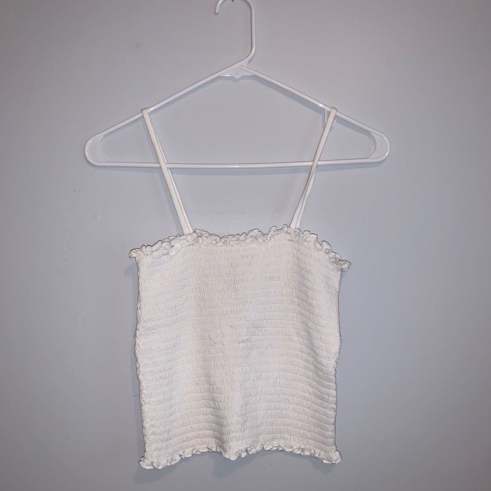 John Galt White Scrunchy Top